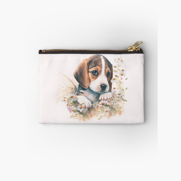 Item preview, Watercolor Beagle Dog Floral Portrait designed and sold by HappyLifeCreate.