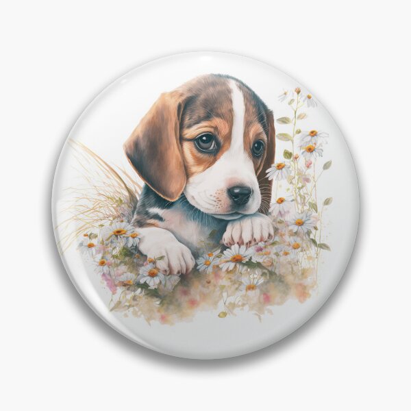 Item preview, Watercolor Beagle Dog Floral Portrait designed and sold by HappyLifeCreate.