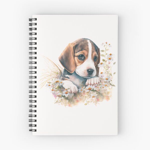 Item preview, Watercolor Beagle Dog Floral Portrait designed and sold by HappyLifeCreate.