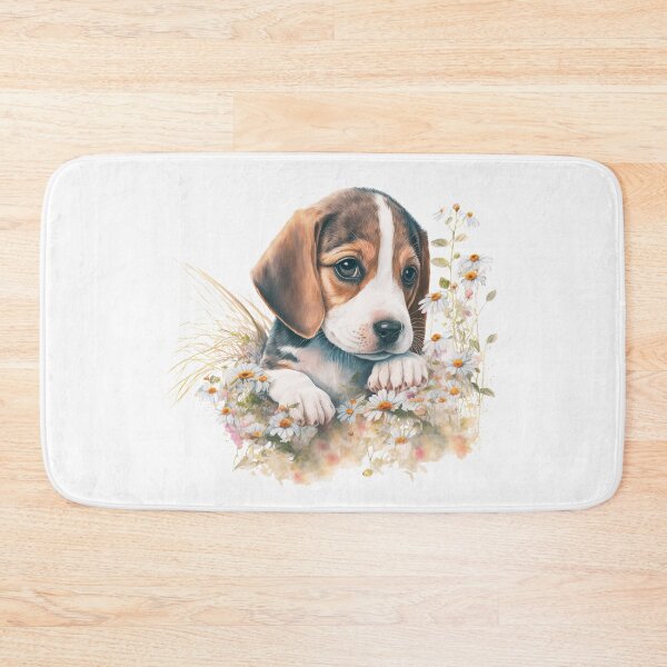 Item preview, Watercolor Beagle Dog Floral Portrait designed and sold by HappyLifeCreate.