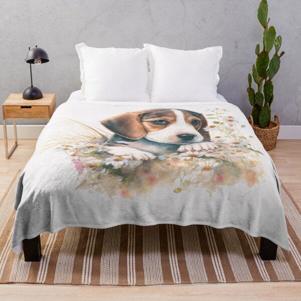 Item preview, Watercolor Beagle Dog Floral Portrait designed and sold by HappyLifeCreate.
