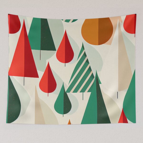 Item preview, Flat Floral Christmas Tree Pattern Digital Painting designed and sold by CodeAndColors.