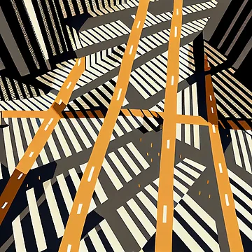 Vorschaubild zum Design Flat Abstract Urban City Pattern Digital Painting von CodeAndColors