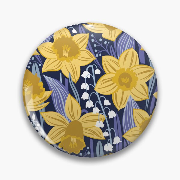 Item preview, Toxic beauty // oxford navy blue background yellow daffodils and white lily of the valley flowers very peri and pastel blue leaves designed and sold by SelmaCardoso.
