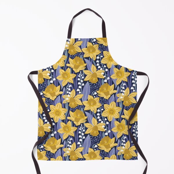Item preview, Toxic beauty // oxford navy blue background yellow daffodils and white lily of the valley flowers very peri and pastel blue leaves designed and sold by SelmaCardoso.