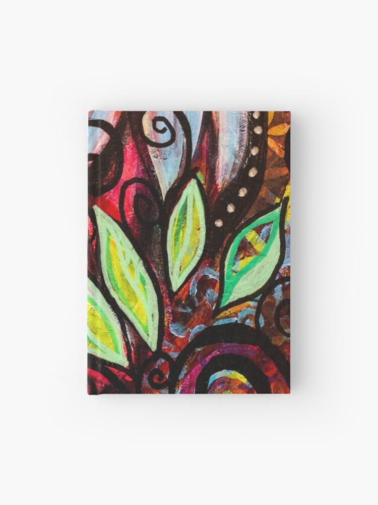 Thumbnail 1 of 3, Hardcover Journal, Abstract Painted Leaves and Swirls designed and sold by heartsake.