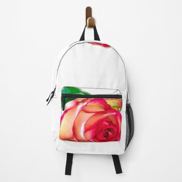 Artikelvorschau, rosarote orangefarbene Rose mit grünen Blättern entworfen und verkauft von JD369.