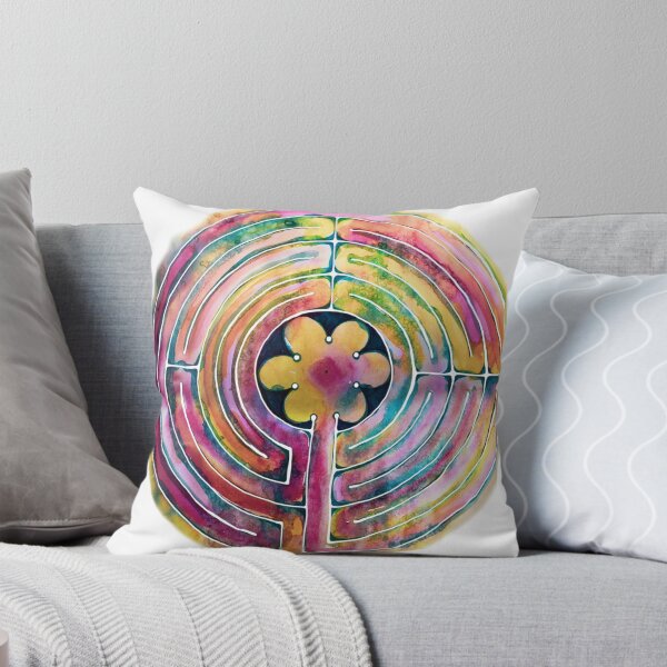 Watercolor Labyrinth Throw Pillow