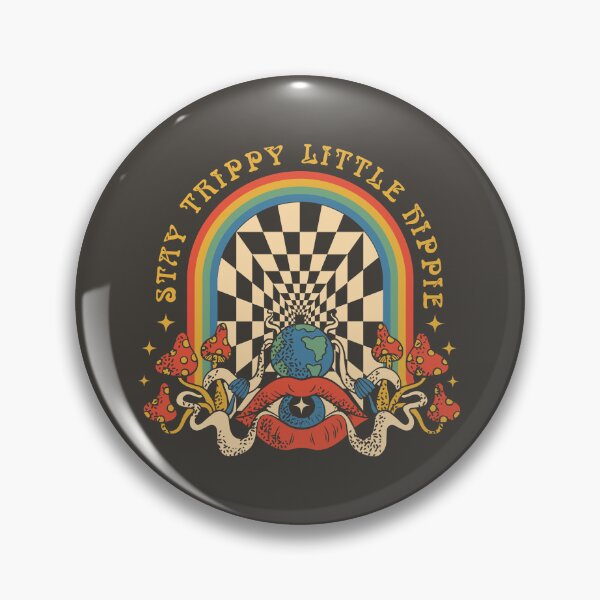 Item preview, stay trippy little hippie, psychedelic print on a T -shirt with optical illusion, mushrooms and eye	 designed and sold by ShamanskaKate.