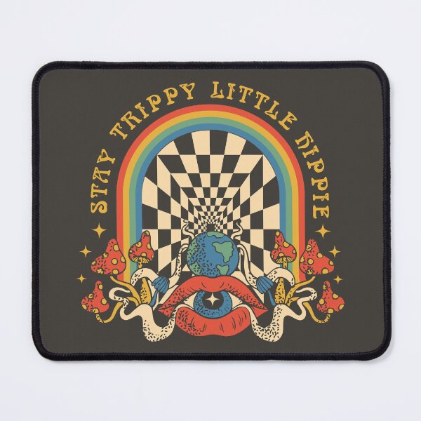 Item preview, stay trippy little hippie, psychedelic print on a T -shirt with optical illusion, mushrooms and eye	 designed and sold by ShamanskaKate.