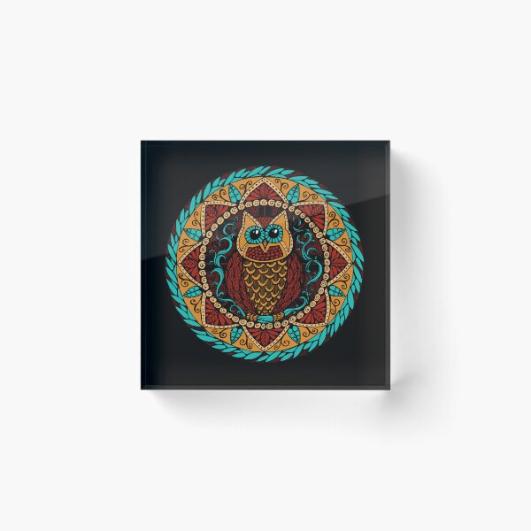 Item preview, Owl Magic Mandala Turquoise Red and Gold designed and sold by heartsake.