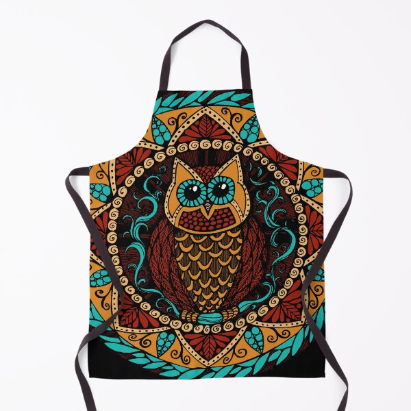 Item preview, Owl Magic Mandala Turquoise Red and Gold designed and sold by heartsake.