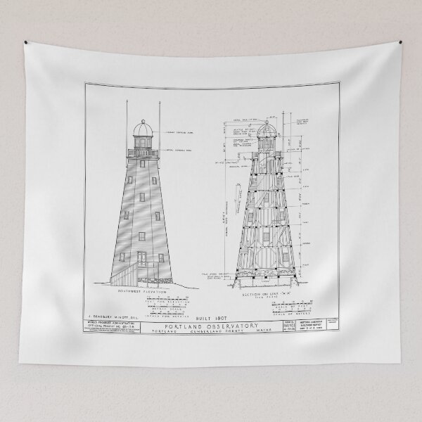 Item preview, Vintage Portland Maine Observatory Blueprint 1936 designed and sold by Daniel Hagerman.