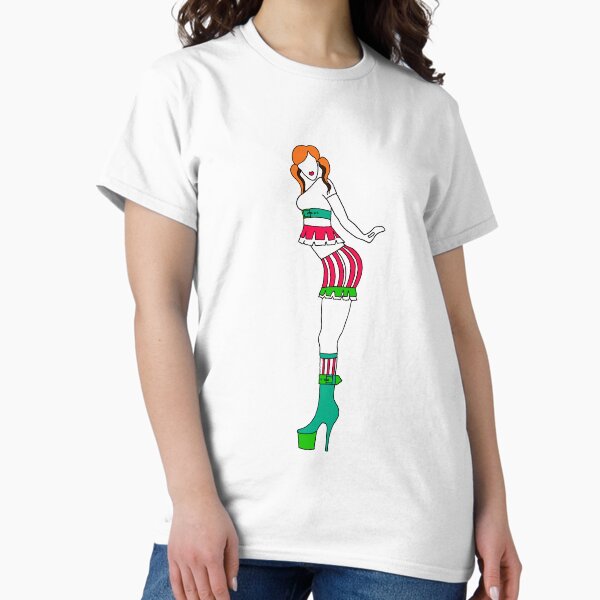Cute steampunk girl linear drawing Classic T-Shirt