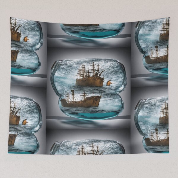Item preview, A ship in a bottle on a stormy ocean. designed and sold by Maniock.