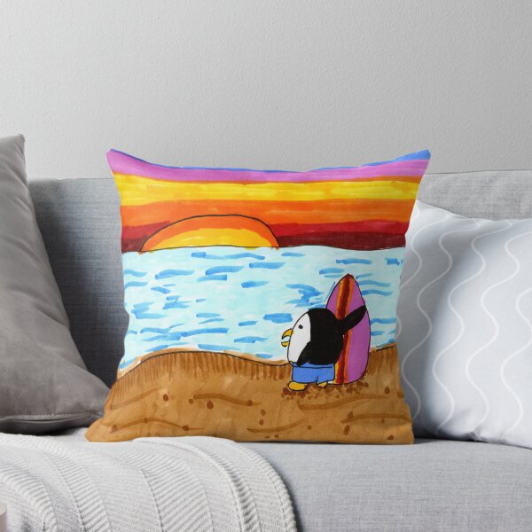 Item preview, Penguin Surfer Staring Out over Beach Sunrise designed and sold by ValeriesGallery.
