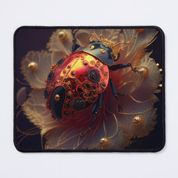 Item preview, Ladybug Artistic portrait on a golden flower designed and sold by EmeraldeaArt.