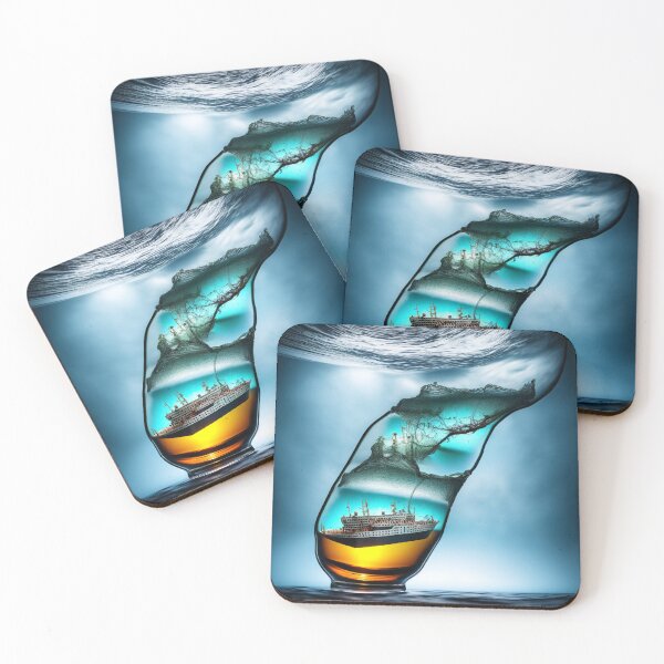 Item preview, A sinking ship in a bottle on a stormy ocean. designed and sold by Maniock.