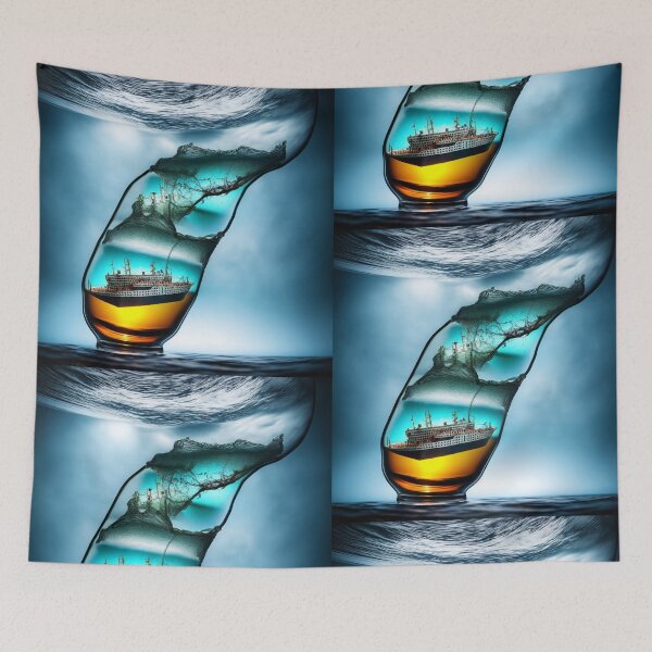 Item preview, A sinking ship in a bottle on a stormy ocean. designed and sold by Maniock.