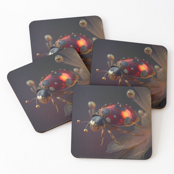 Item preview, Artistic Ladybug on golden flower petals designed and sold by EmeraldeaArt.