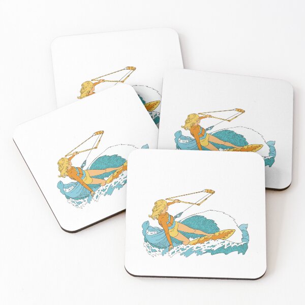 Item preview, Kitesurfing Girl Riding Wave Retro Art designed and sold by MrEddie10.