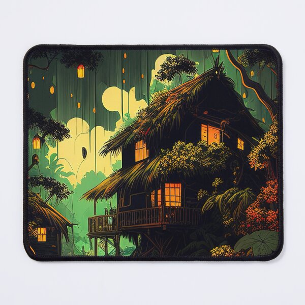 Item preview, House with lanterns in the jungle illustration designed and sold by RK - Shop.
