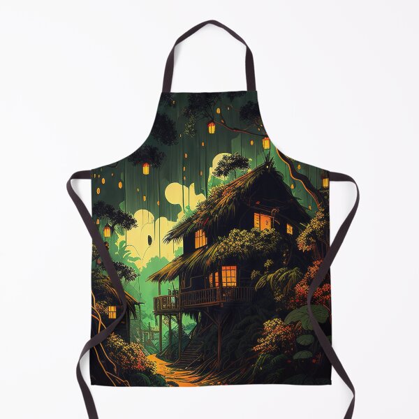 Item preview, House with lanterns in the jungle illustration designed and sold by RK - Shop.