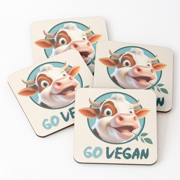 Item preview, Happy vegan calf, go vegan, against animal torture, no animal cruelty, green stuff in the mouth designed and sold by Shaani.