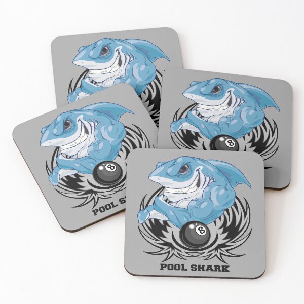 Item preview, Pool Shark Billiards Blue Great White Cartoon 8 Ball Graphic designed and sold by 3sistersrock.