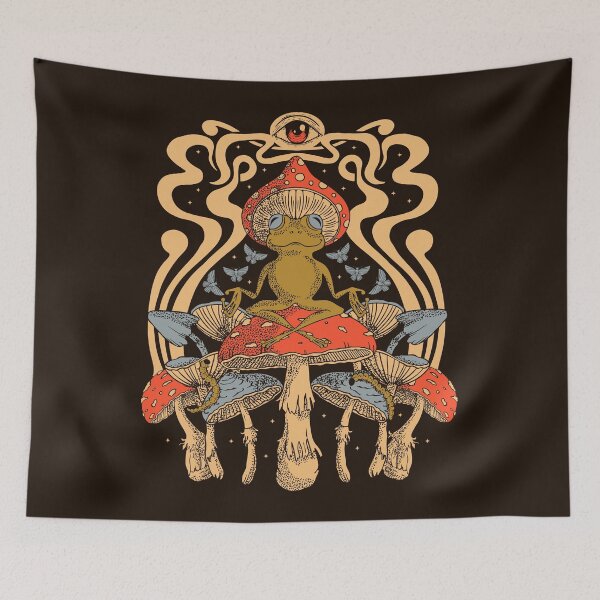 Item preview, Frog sits on fly agaric, psychedelic print on a T -shirt	 designed and sold by ShamanskaKate.