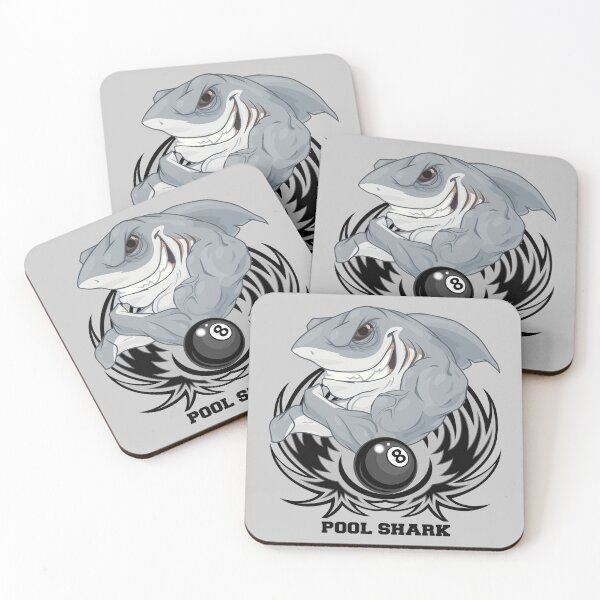 Item preview, Pool Shark Billiards Gray Great White Cartoon 8 Ball Graphic designed and sold by 3sistersrock.