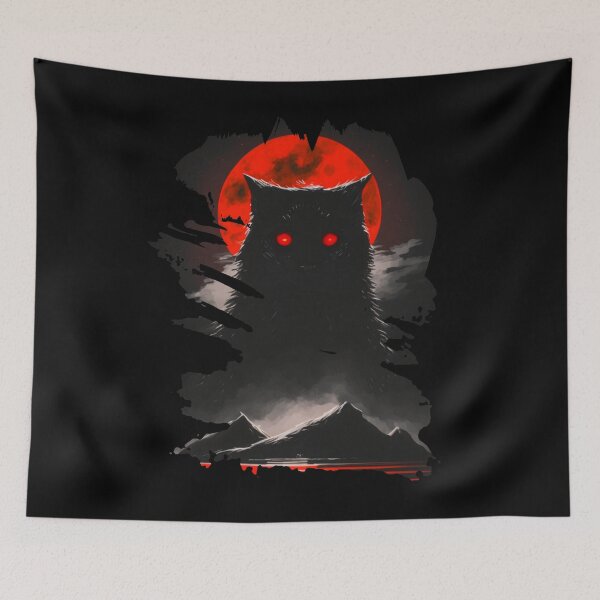 Item preview, red moon black cat  designed and sold by Shagrah.