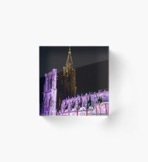 Beautiful colors of highlighted Notre Dame Cathedral in Strasbourg, Alsace, France Acrylic Block