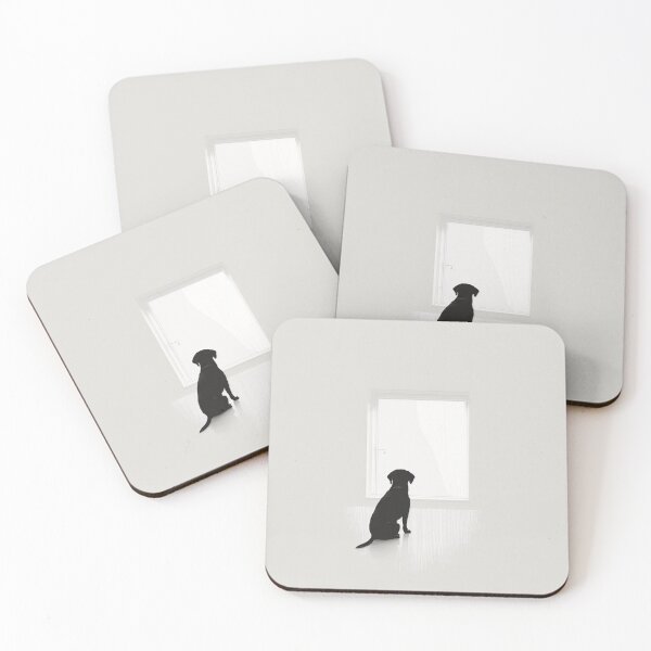 Item preview, minimalist artwork of a sad dog waiting for his owner designed and sold by sammgdesign.