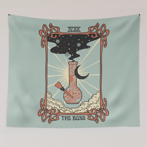 Item preview, cannabis tarot card, retro t-shirt print, marijuana bong	 designed and sold by ShamanskaKate.