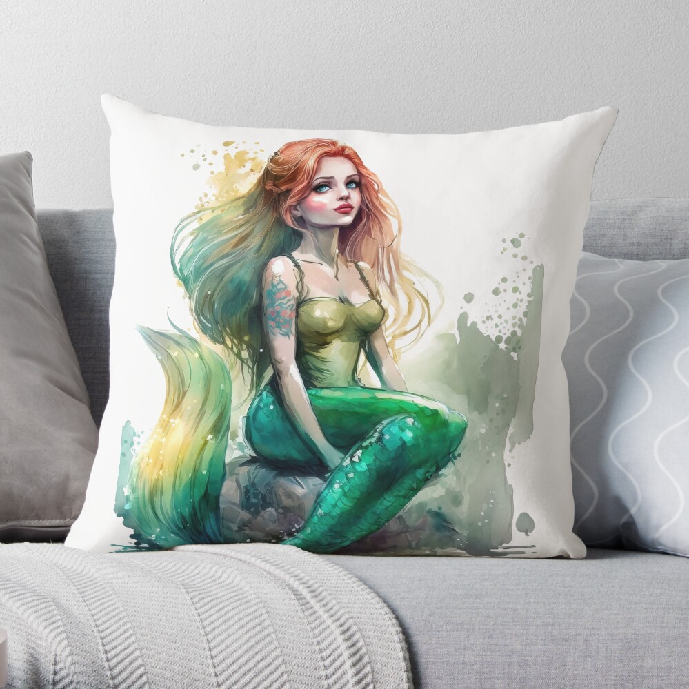 Mermaid store pillow art