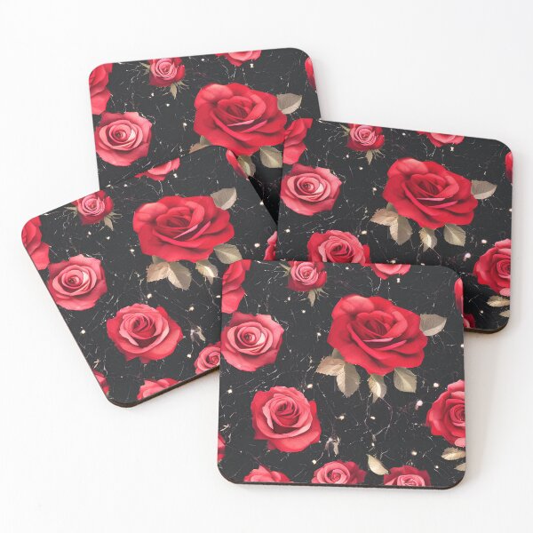 Item preview, Red roses in black marble design designed and sold by angelisart.