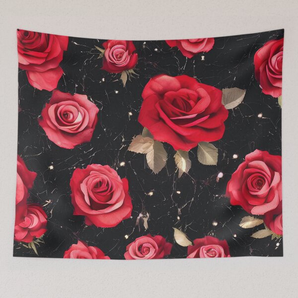 Item preview, Red roses in black marble design designed and sold by angelisart.