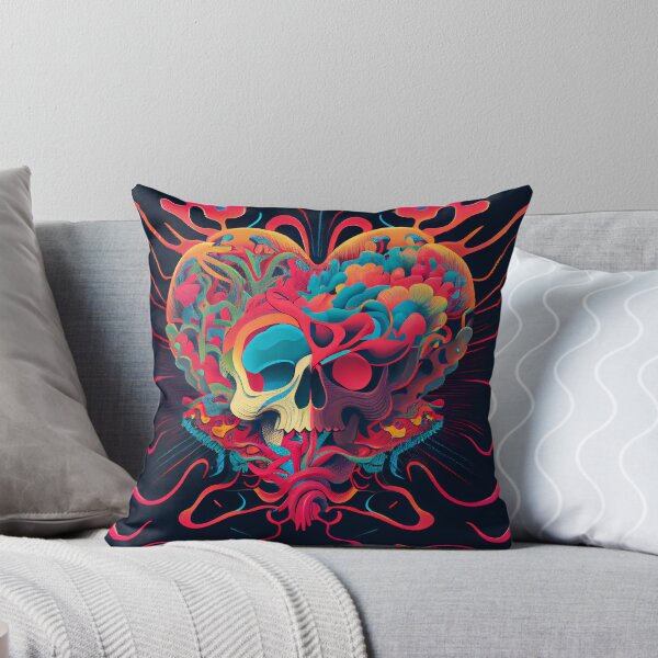 Item preview, Love heart and skull abstract art, psychedelic and trippy designed and sold by GeoffBeattie.