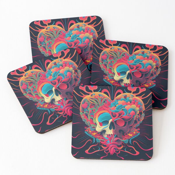 Item preview, Love heart and skull abstract art, psychedelic and trippy designed and sold by GeoffBeattie.