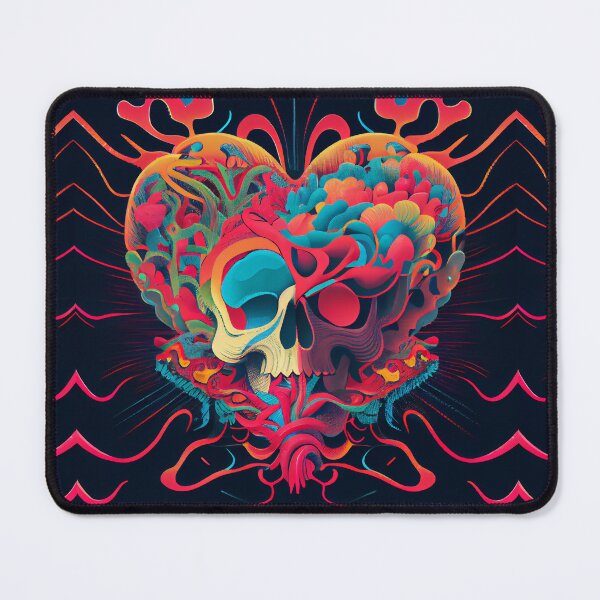Item preview, Love heart and skull abstract art, psychedelic and trippy designed and sold by GeoffBeattie.