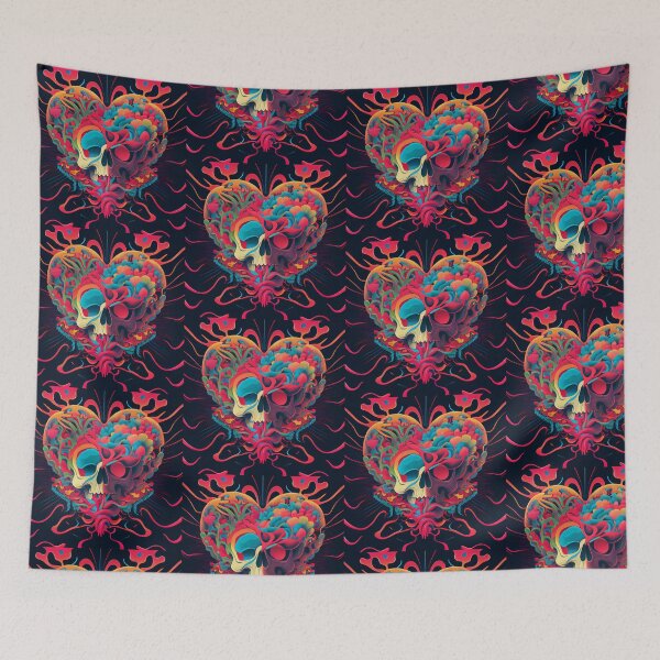 Item preview, Love heart and skull abstract art, psychedelic and trippy designed and sold by GeoffBeattie.