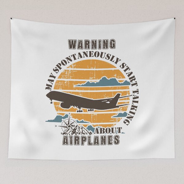 Item preview, WARNING MAY SPONTANEOUSLY START TALKING ABOUT AIRPLANES OLD POSTER  designed and sold by HomeCoquette.