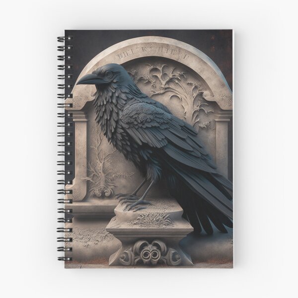 Item preview, spooky Gothic black raven bird guarding a tomb stone designed and sold by StedeBonnet.
