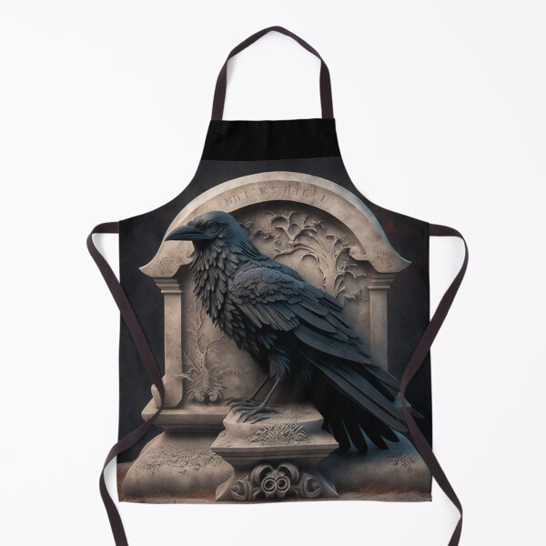 Item preview, spooky Gothic black raven bird guarding a tomb stone designed and sold by StedeBonnet.