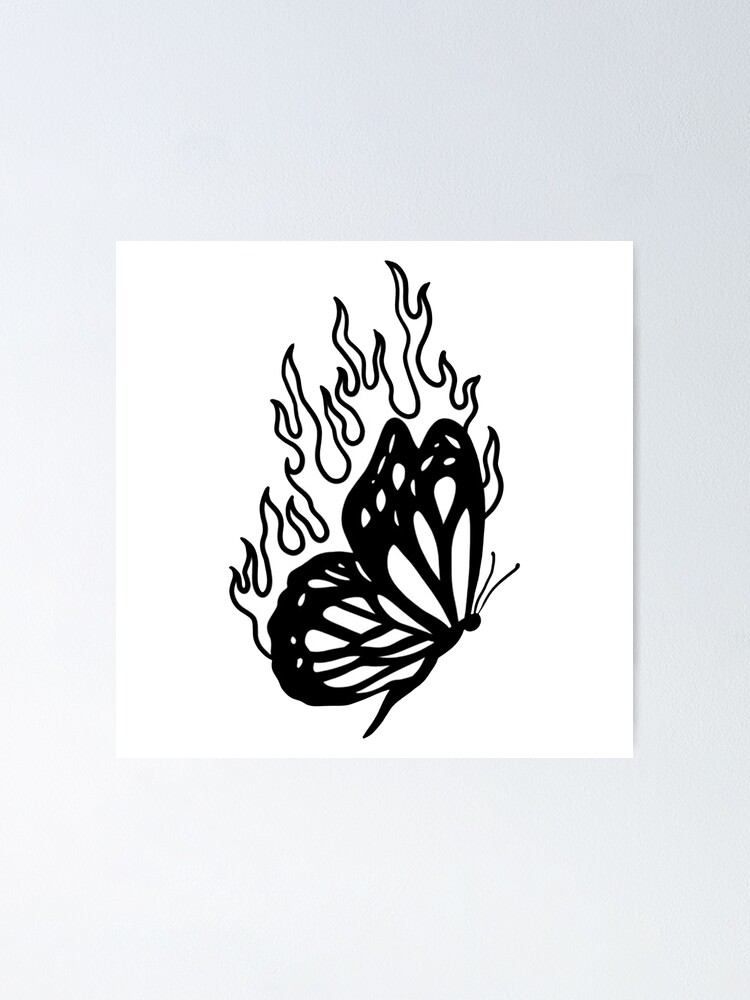 Tattoo art set butterfly with fire wings sketch black and white 6006169  Vector Art at Vecteezy