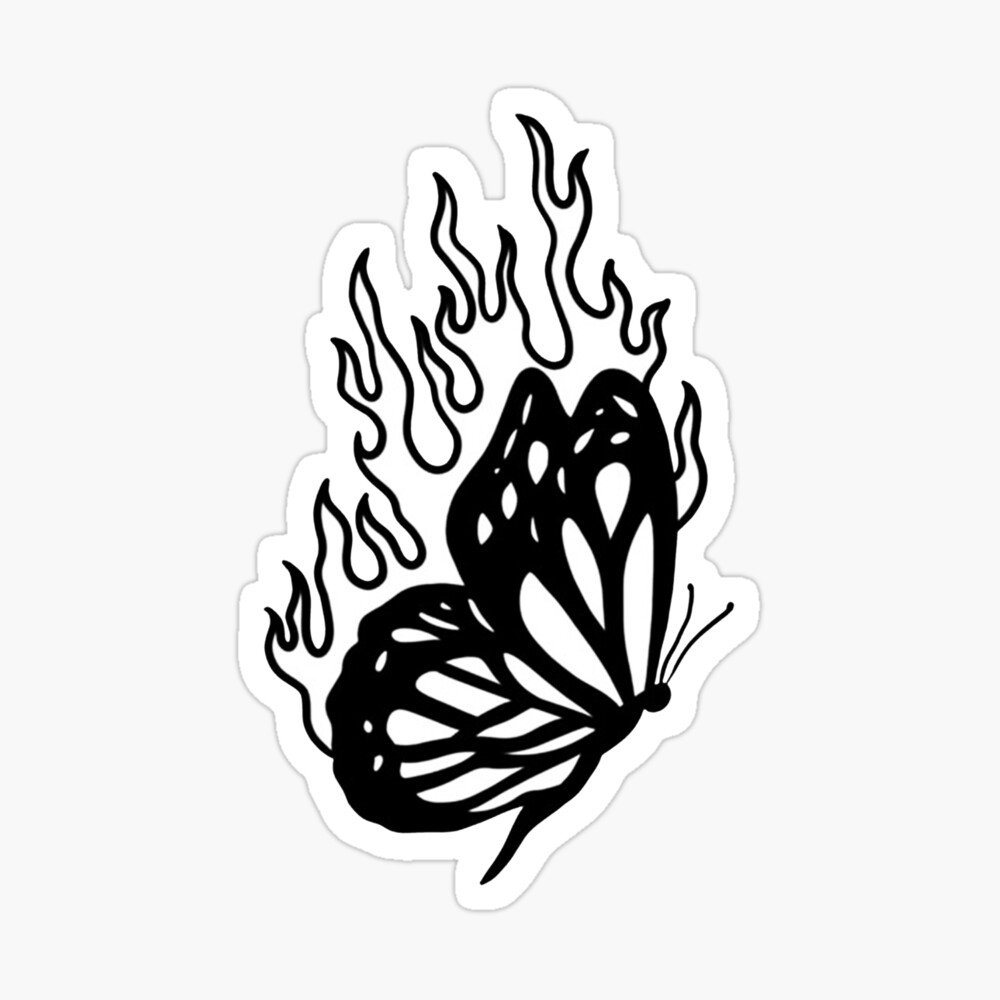 Black and White Butterfly On fire Tattoo Poster for Sale by Cesarcali   Redbubble
