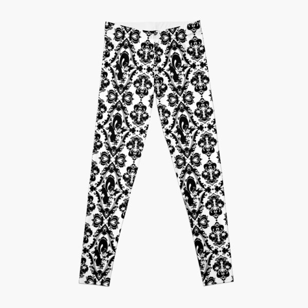 Mermaid Damask (Black and White) Leggings