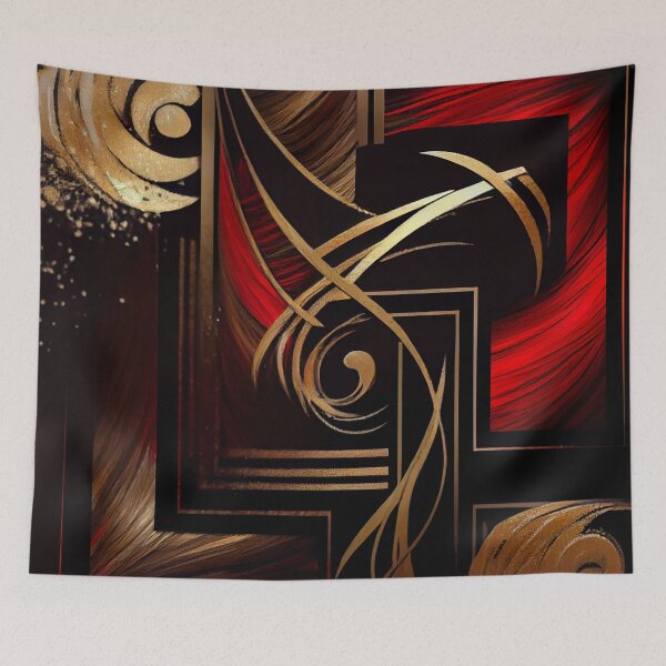 Item preview, Modern Abstract- Red Black Gold #2 designed and sold by Gypsykiss.
