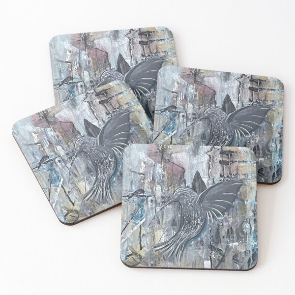 Item preview, Lisa Kirwan Wearable Art, Abstract Unique Artwork For Unique Spaces, Bird Art, The Hummer And The Crow designed and sold by KirwanArt.